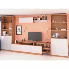 Combo Mesa Tv + 2 Biblioteca + Repisa Modular Rack Moderno