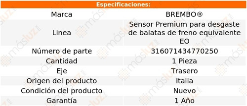 1.sensor Para Balatas Trasera Gle400 16/17 Brembo Foto 2