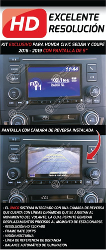 Cmara De Reversa  Para Honda Civic Coupe Pantalla 5    2017 Foto 7