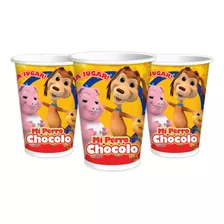 Pack 6uds Vaso Mi Perro Chocolo Para Cumpleaños Glam Color Naranjo