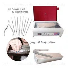 Esterilizadora De Alicates Bivolt Manicure + Estojo E Pinça Cor Vermelho 110v/220v