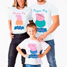 Kit 3 Camisetas George Pig Personalizada Família