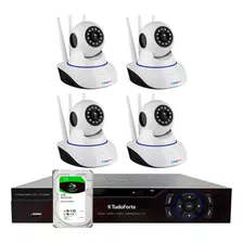 Kit 4 Câmeras Robô Ip Wifi Hd 720p, Dvr Tfhdx 3304 Hd 2tb Ba