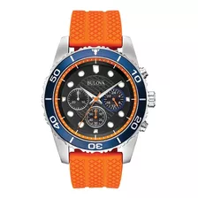 Reloj Bulova Cuarzo Cronografo Naranja 98a204 En Stock