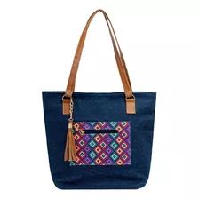 Bolsa De Dama M1414 Fabricante Bolsos Mujer Moda Mayoreo Color Azul Diseño De La Tela Textil Tipo Mezclilla Y Sintético