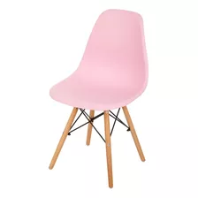 Cadeira De Escritório Eames Com Pés De Madeira Anima Rosa