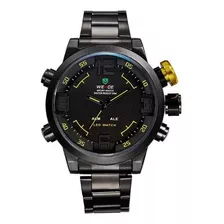 Relógio Masculino Weide Anadigi Wh-2309b Preto E Amarelo