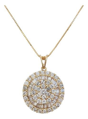 Pingente Pizza De Diamantes 1,32ct 16mm Grande Ouro 18k 750 Amarelo