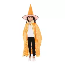 Capa Y Gorro De Bruja Para Niñas Halloween Disfraz Estrellas