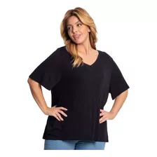 Blusa Feminina Plus Size Básica Secret Glam Preto