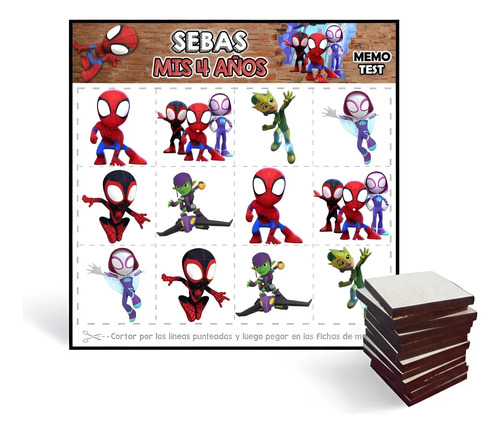 Memotest Mdf Spidey Y Sus Amigos Hombre Araña Souvenir X10