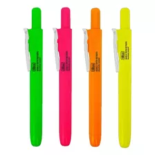 Kit 04 Canetas Marca Texto Retratil Neon Tilibra