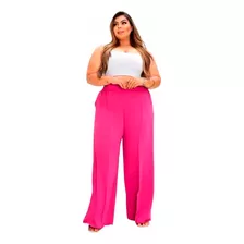 Calça Social Plus Size Pantalona Não Amassa Duna Com Forro