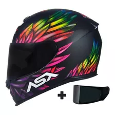 Capacete Moto Asx Eagle Diversos Gráficos + 1 Viseira Fumê