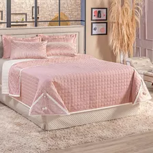 Cobre Leito Dupla Face Lúmina Super King 7 Pçs 200 Fios Luxo Cor Rose Floral