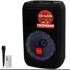 Caixa De Som Aiwa C/karaokê+microfone+bluetooth+ Usb+radio Cor Preto