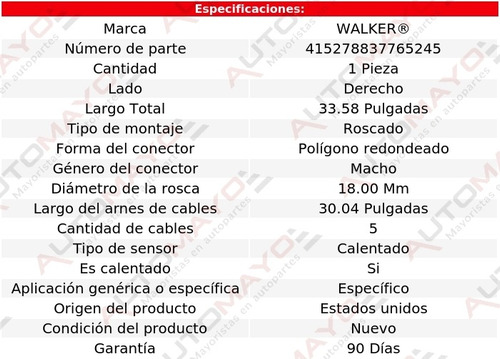 Sensor De Oxgeno Der Walker Maybach S560 8 Cil 4.0l 18-20 Foto 6