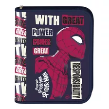 Fichário Universitário C/ Zíper Dac Spider Man + 48 Folhas Cor Preto