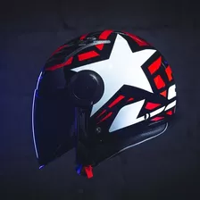 Capacete Aberto Estrela Starwar Branco E Vermelho Tamanho Do Capacete 62 (gg) Cor Branco/vermelho