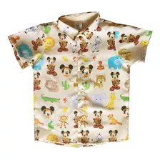 Camisa Mickey Safari Blusa Infantil Manga Comprida Longa