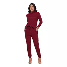 Conjunto Feminino Blusa Gola Alta E Calça Jogger Elegante