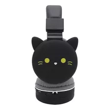 Audifonos Bluetooth Inalambricos Radio Fm Diadema Gato Negro