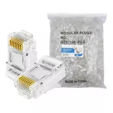 Conector Rj45 Kit Pacote 100 Cat5e Oletech Cabo Rede Plug