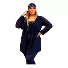 Kimono Feminino Plus Size Casaco Tricot Cardigan Básico