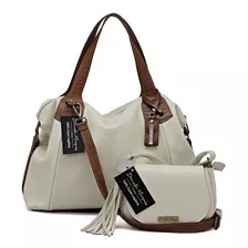 Bolsa Feminina Grande Couro Legitimo+ Bolsinha Brinde Oferta