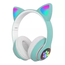 Auriculares Bluetooth Infantil Orejas Gatito Cat Luz Colores
