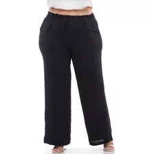 Calça Pantalona Feminina Plus Size Cintura Alta Duna