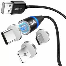 Cable Magnético Iman 3en1 Carga Rápida Usb V8 Ip Tipoc 1hora