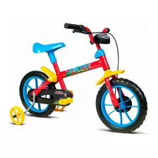 Bicicleta Infantil Aro 12 Jack Amarelo Com Vermelho E Azul