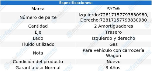 Par De Amortiguadores Gas Traseros Taurus De 1996 A 2005 Syd Foto 2