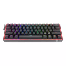 Teclado Gamer Redragon Fizz K617 Qwerty Red Inglés Us Color Negro Con Luz Rgb