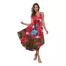 Vestido Trapézio Longo Mandala Indiana Premium Plus Size