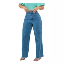 Calça Jeans Feminina Wide Leg Super Premium Hot Pant Grife