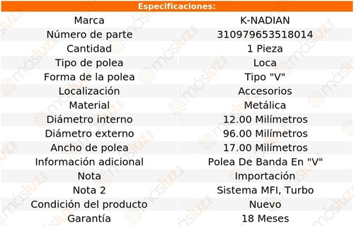 Polea Tipo  V  Metalica Tc Maserati L4 2.2l 89-90 Foto 3