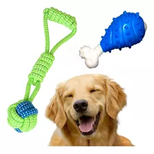 Kit Osso Pet Nylon + Bola Corda Premium Brinquedos Cachorros