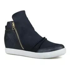 Tênis Sneaker Feminino Orcade Em Couro Cano Alto