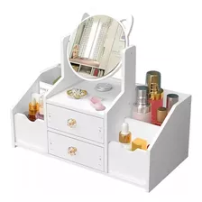 Organizador Maquillaje Cosmetiquero Multiuso Espejo Gato X L