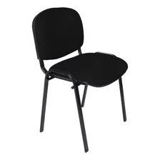 Silla Apilable Fija Tapizada Oficina Salas De Espera Consultorios Reforzadas Con De Fabrica Gran Stock Color Eco Cuero Negro