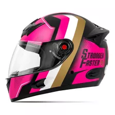 Capacete De Moto Feminino Etceter Stronger Faster Fosco Cor Rosa-dourado Tamanho Do Capacete 60