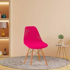 01 Capa De Cadeira Charles Eiffel Nordic Eames Luxo De Malha Cor Rosa-chiclete Desenho Do Tecido Liso