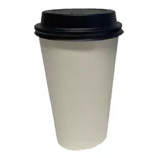 Vasos Polipapel Para Café 12oz (355cc) Con Tapa Negra X 100u