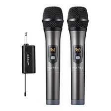 Microfonos De Mano Duales Inalambricos Hotec Uhf Con Mini 
