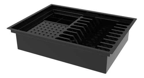 Escorredor Embutido Hz Calha Inox Preto 9 Pratos 43x33cm Preto
