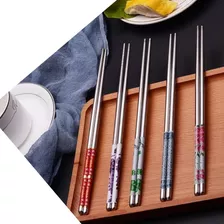  Palillos Chinos Acero Inoxidable Tipo Porcelana China Sushi