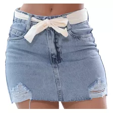 Mini Saia Jeans Casual Feminina Com Botões Promoção Verão 