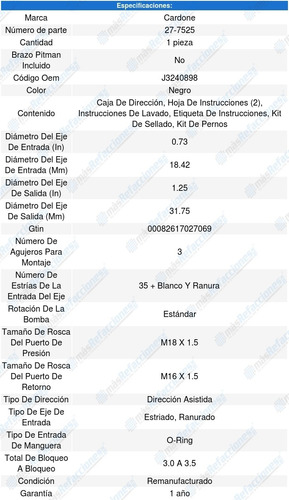 Caja Direccion Hidraulica Jeep Wagoneer 84 A 87 Cardone Foto 4